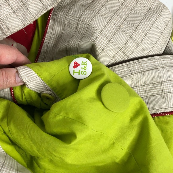 Soia & Kyo Plaid Cream Large Button Jacket S - Picture 6 of 8